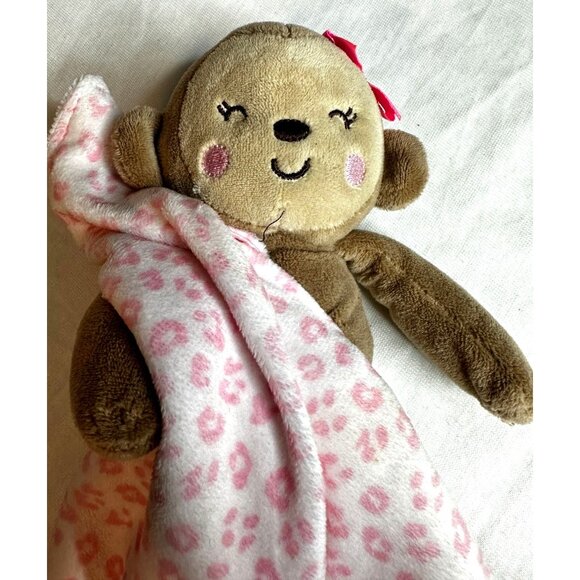 Carter Child of Mine Lovey Plush Monkey Rattle Pink Leopard Satin I Love Mommy - Picture 3 of 5